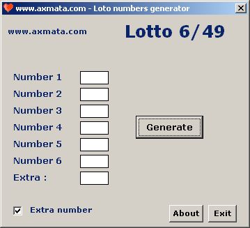 Axmata Lotto number generator Main Window - Webtime d.o.o. - Every ...