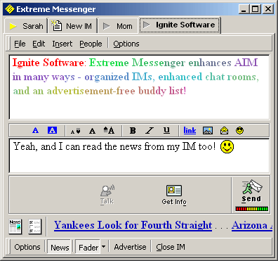 Extreme Messenger for AIM Main Window - Ignite Software - Extreme Messenger 