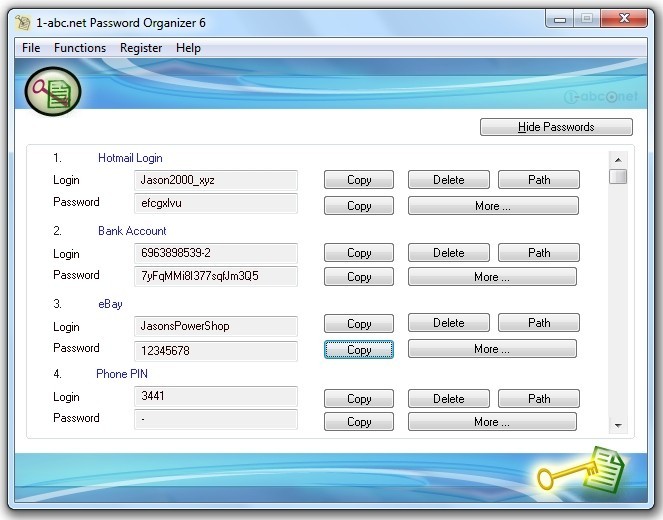 1-abc.net Password Organizer