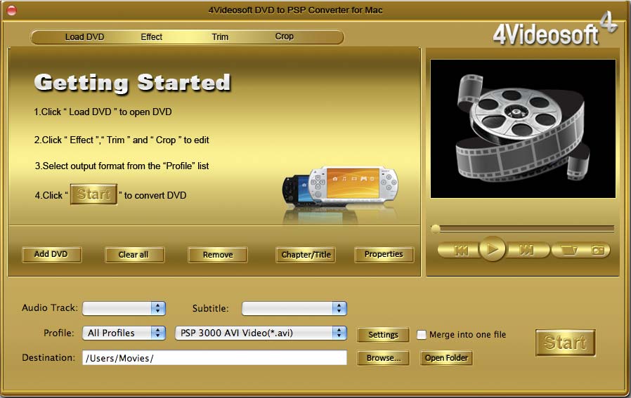 4Videosoft DVD to PSP Converter for Mac