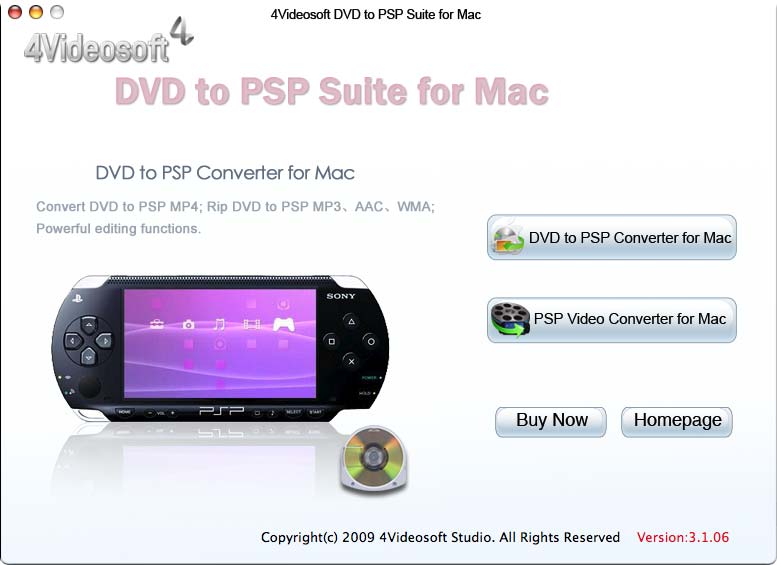 4Videosoft DVD to PSP Suite for Mac