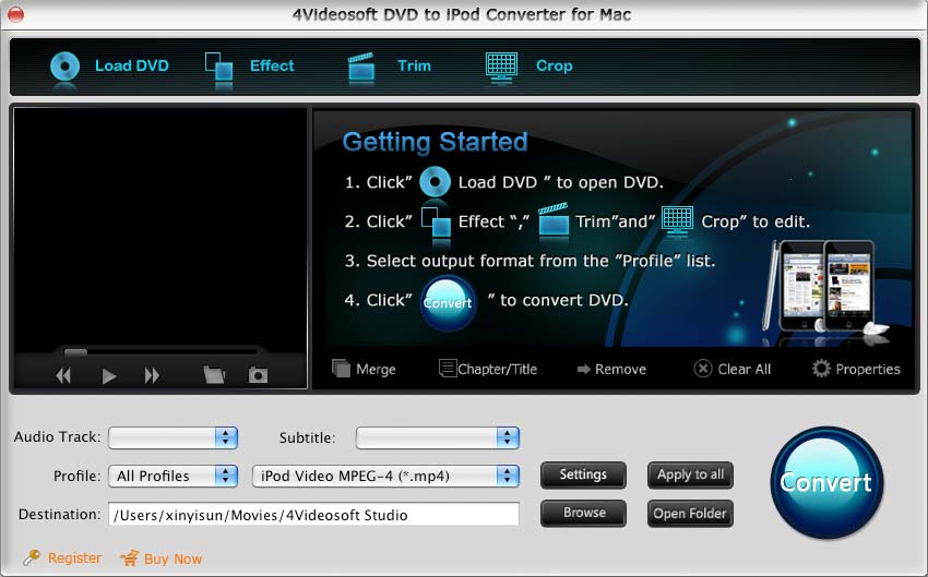 4Videosoft DVD to iPod Converter for Mac
