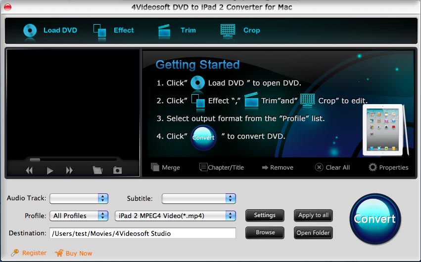 4Videosoft Mac DVD to iPad 2 Converter