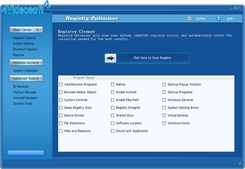 4Videosoft Registry Optimizer