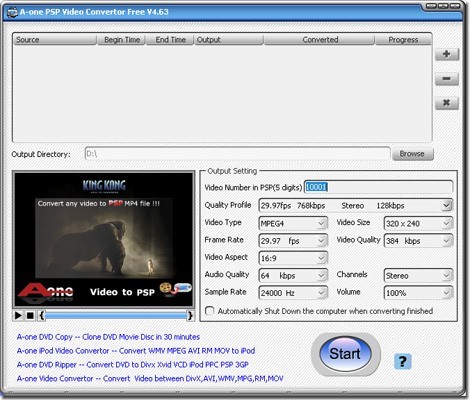 A-one Video to PSP Converter