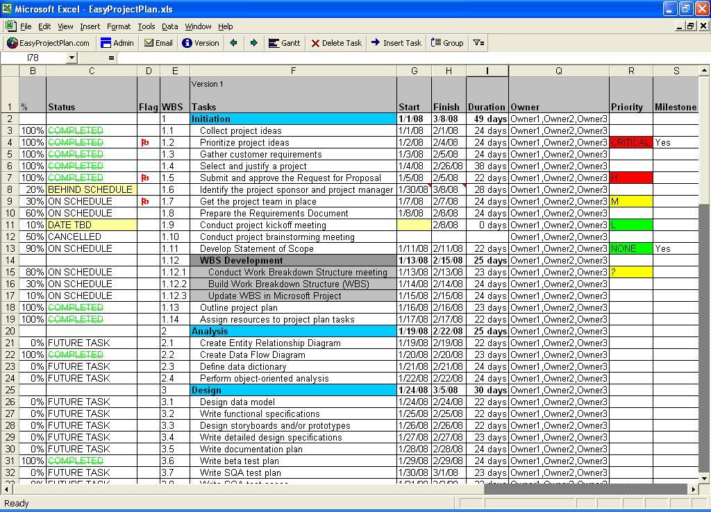 home project planner excel