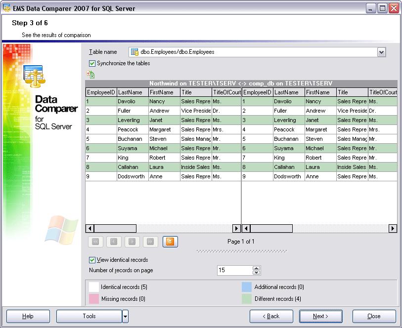 EMS Data Comparer 2007 for SQL Server