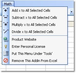Excel Add, Subtract, Multiply, Divide All Cells Software