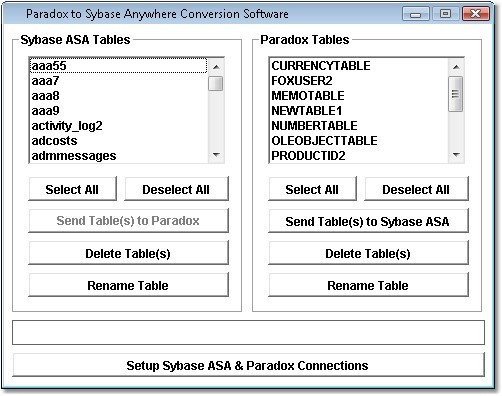 Paradox to Sybase Anywhere Conversion Software