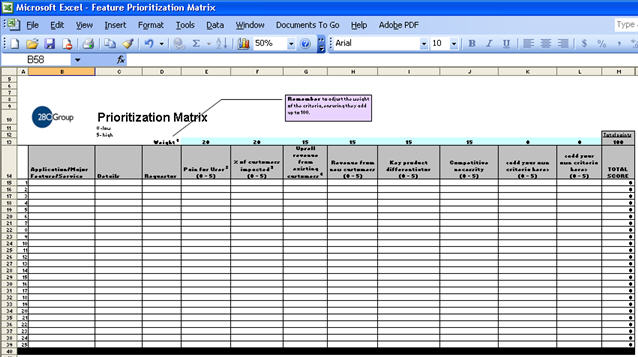 Feature Prioritization Roadmap Matrix