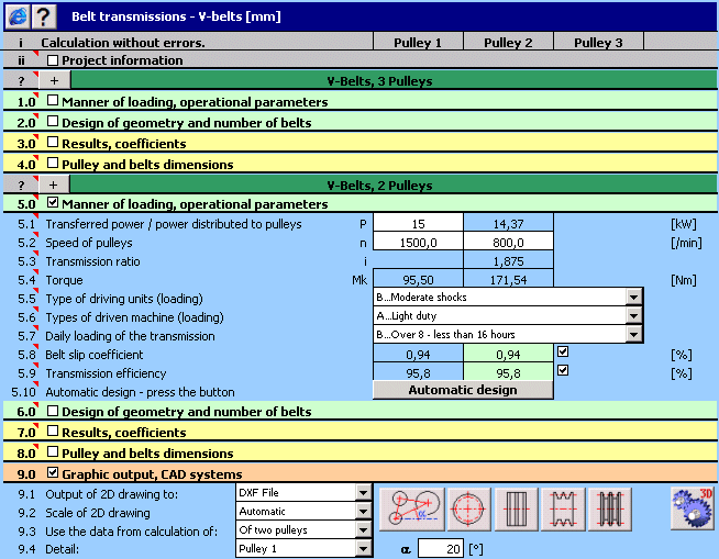 MITCalc - V-Belts Calculation