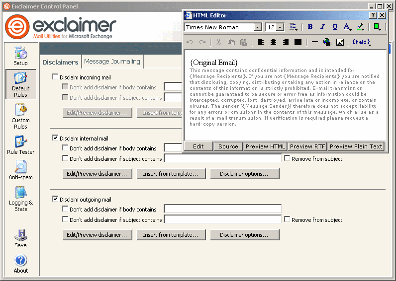 Exclaimer Mail Utilities