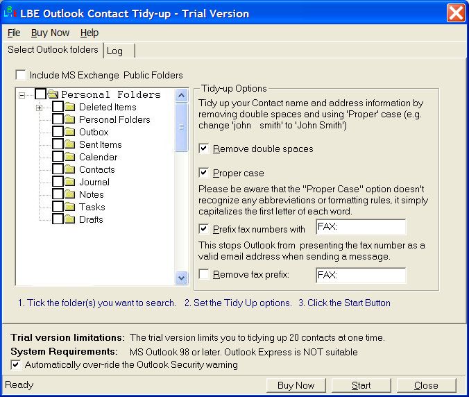 LBE Contact Tidy Up for MS Outlook