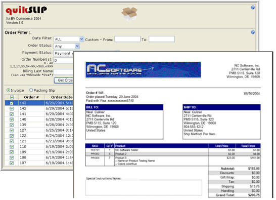 quikSlip for BVCommerce 2004