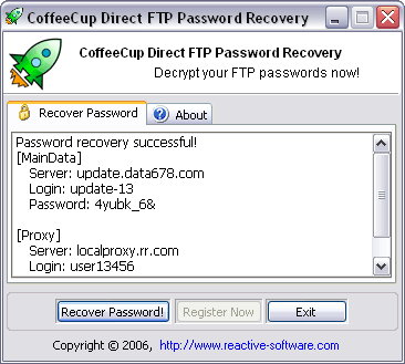 CoffeeCup FTP Password Recovery