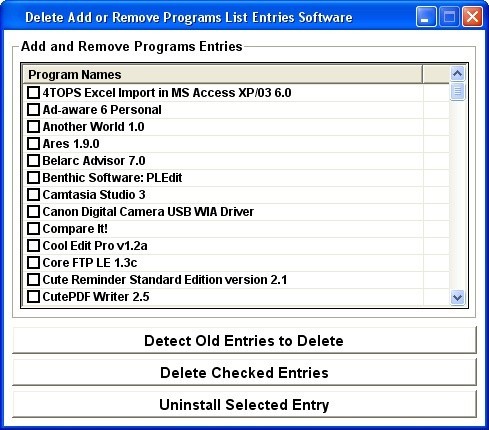 Delete Add or Remove Programs List Entries Software