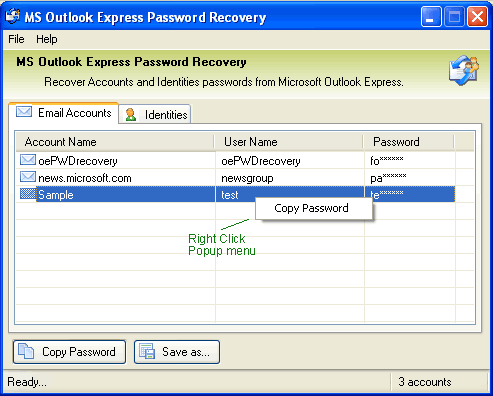 MS Outlook Express Password Recovery