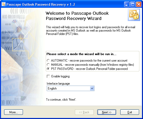 Passcape Outlook Password Recovery