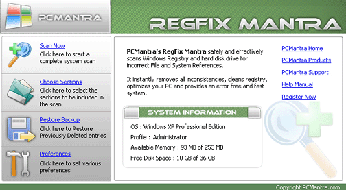 Registry Cleaner - RegFix Mantra
