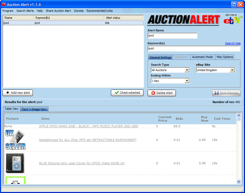 Auction Alert eBay Software