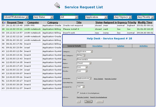 SysAid Help Desk Inventory and Monitoring