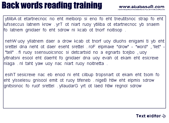 Back text reading