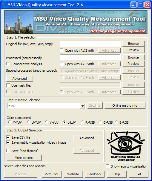 MSU Video Quality Measurement Tool