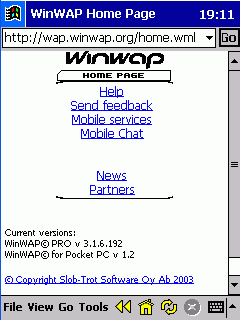 WinWAP for Pocket PC 2000
