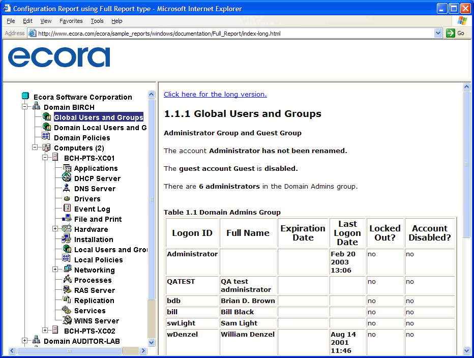 Ecora Auditor Lite for Windows