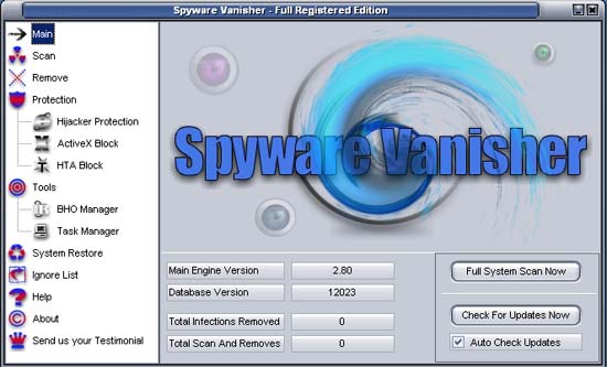 Free Spyware Vanisher - Spyware Removal