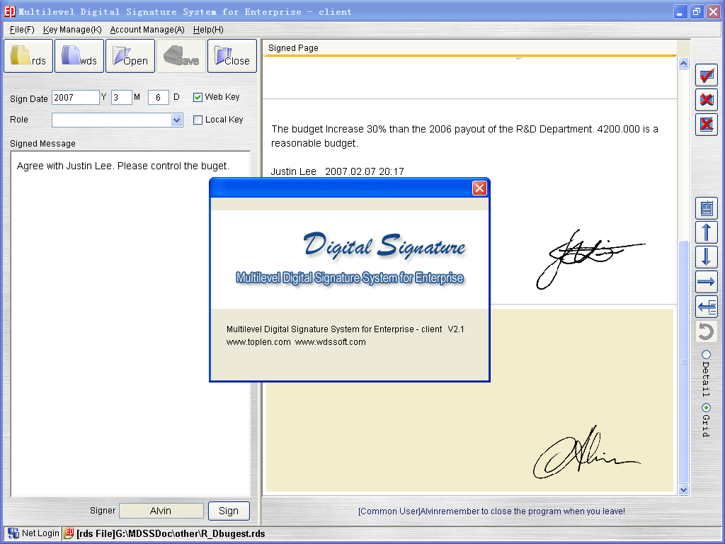 Multilevel Digital Signature System