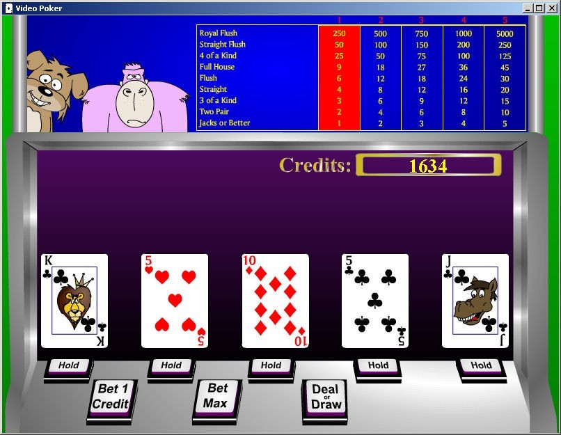 Casino Game Critters - Video Poker