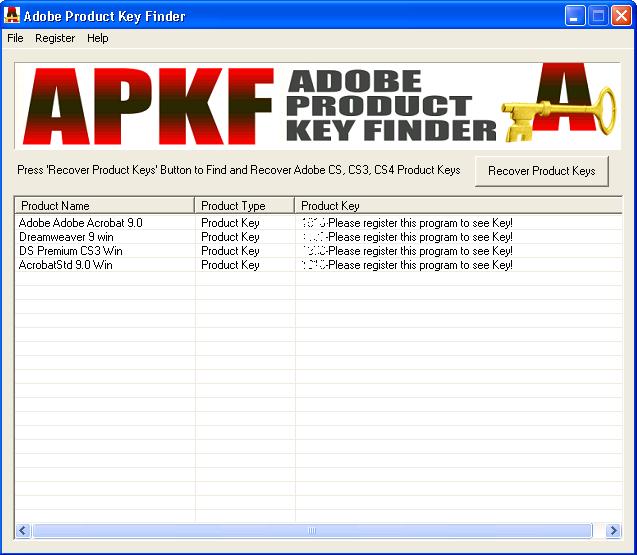APKF Adobe Product Key Finder