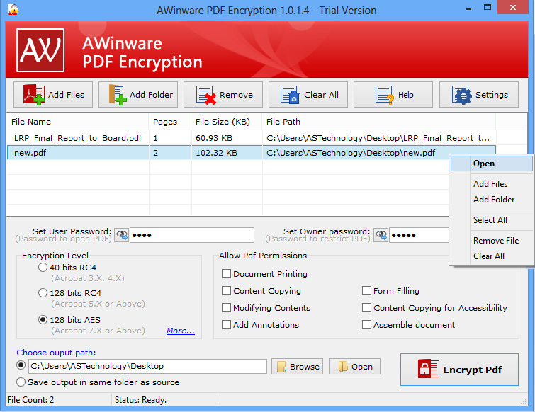 AWinware Pdf Security Lock Software