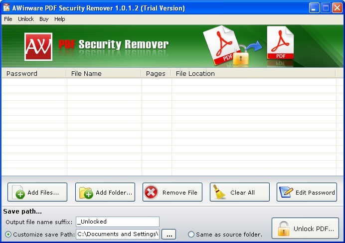 AWinware Pdf Security Removal