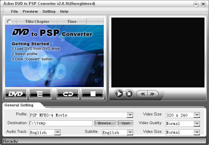Acker DVD to PSP Converter