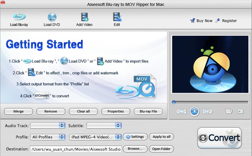 Aiseesoft Blu-ray to MOV Ripper for Mac