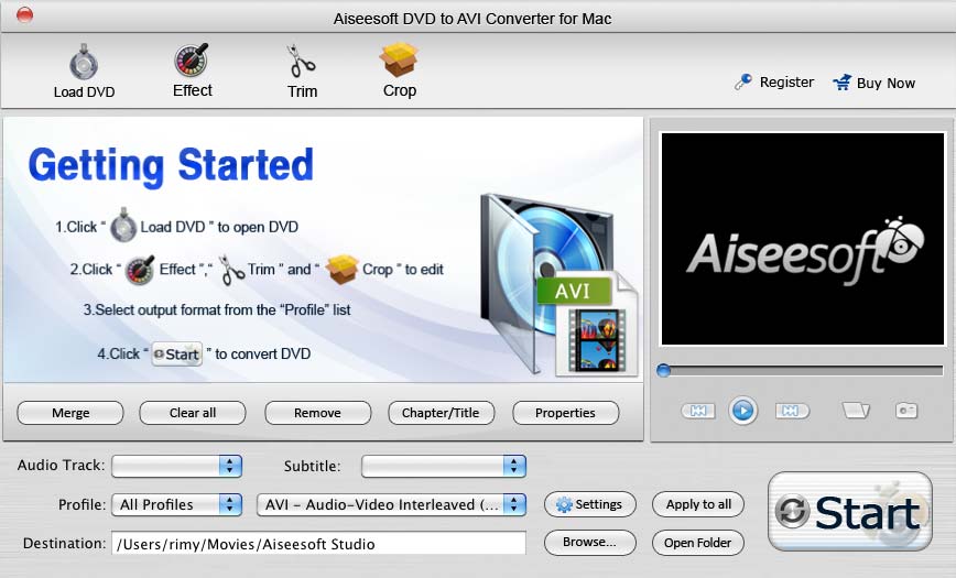 Aiseesoft DVD to AVI Converter for Mac