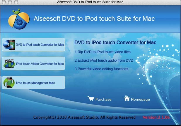 Aiseesoft Mac DVD to iPod touch Suite