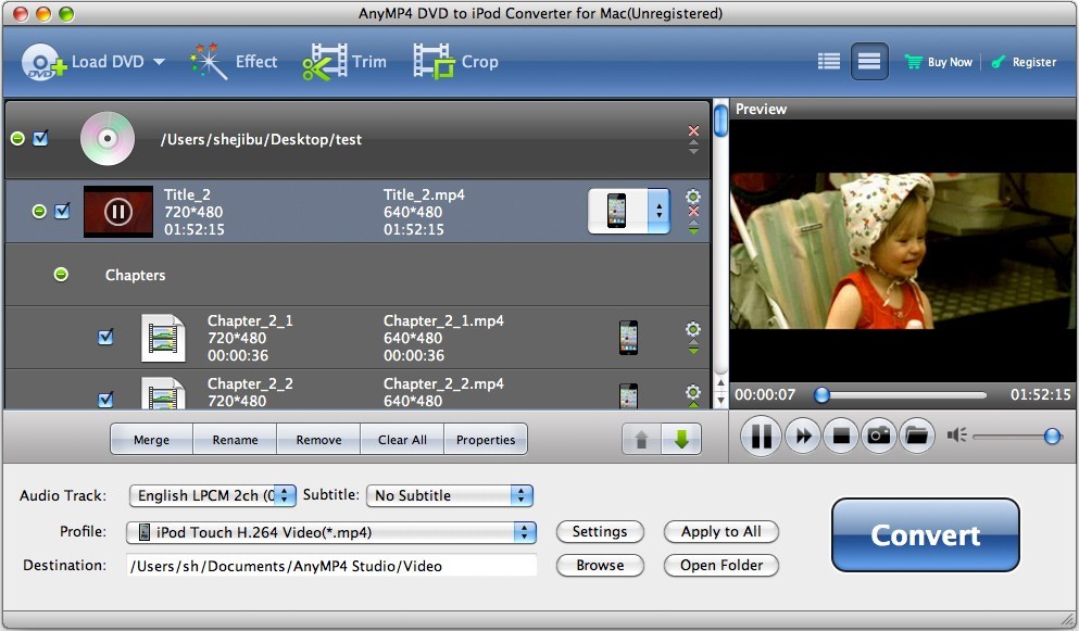 AnyMP4 DVD to iPod Converter for Mac