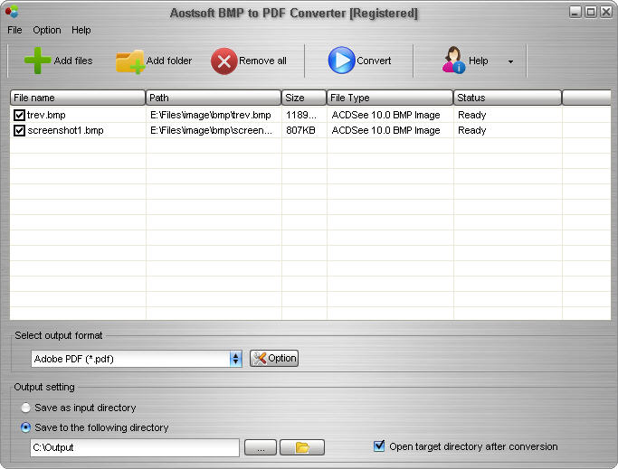Aostsoft BMP to PDF Converter