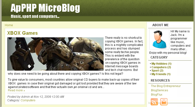 ApPHP MicroBlog - Personal PHP Web Blog