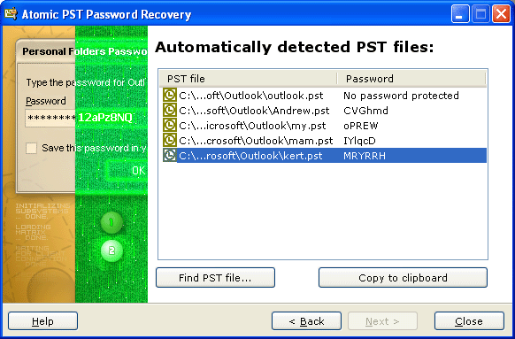 Atomic PST Password Recovery