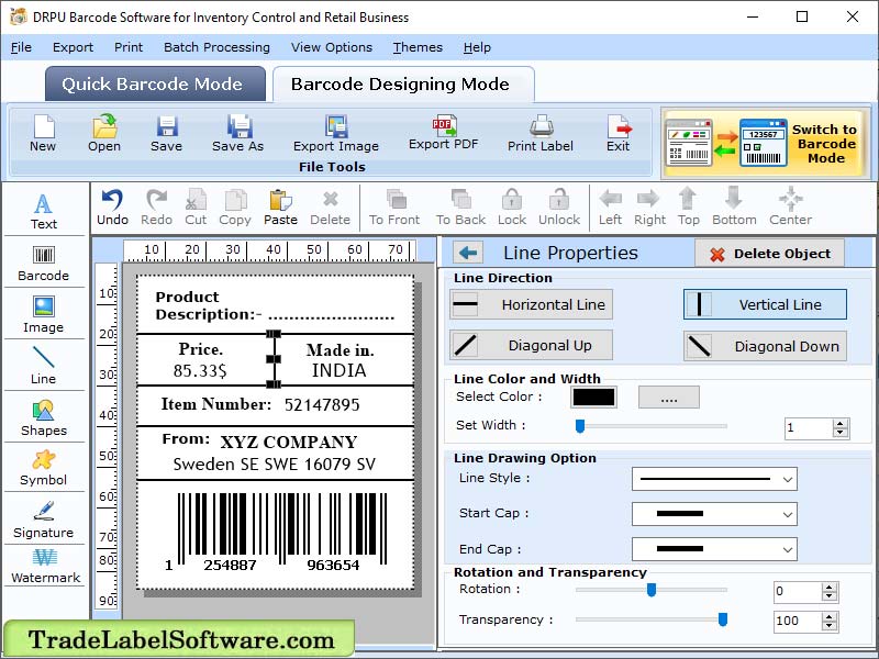 Barcode Label Producing Application