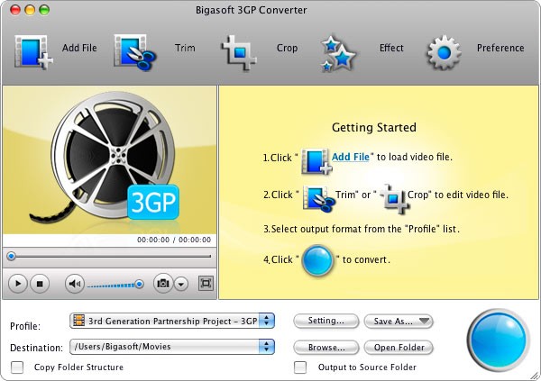 Bigasoft 3GP Converter for Mac