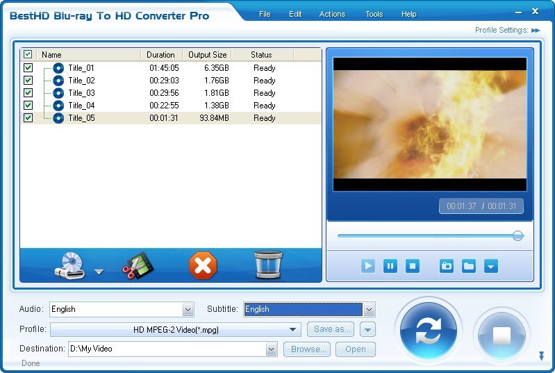 Blue-ray To HD Video Convert