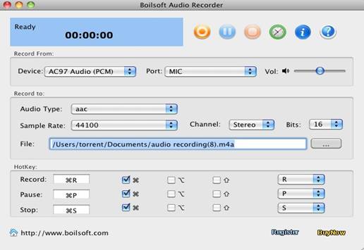 Boilsoft Audio Recorder for Mac