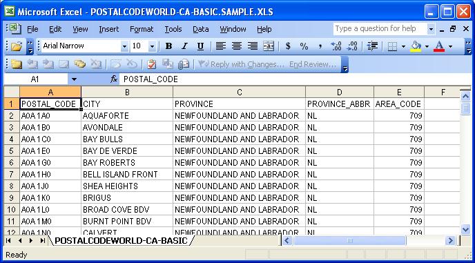Canadian Postal Code Database (Basic Edition)