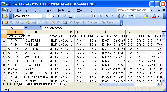 Canadian Postal Code Database (Gold Edition)