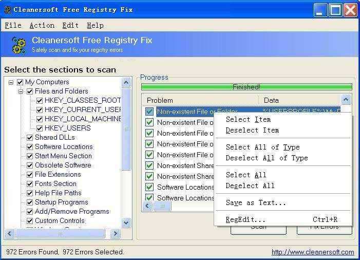 Cleanersoft Free Registry Fix
